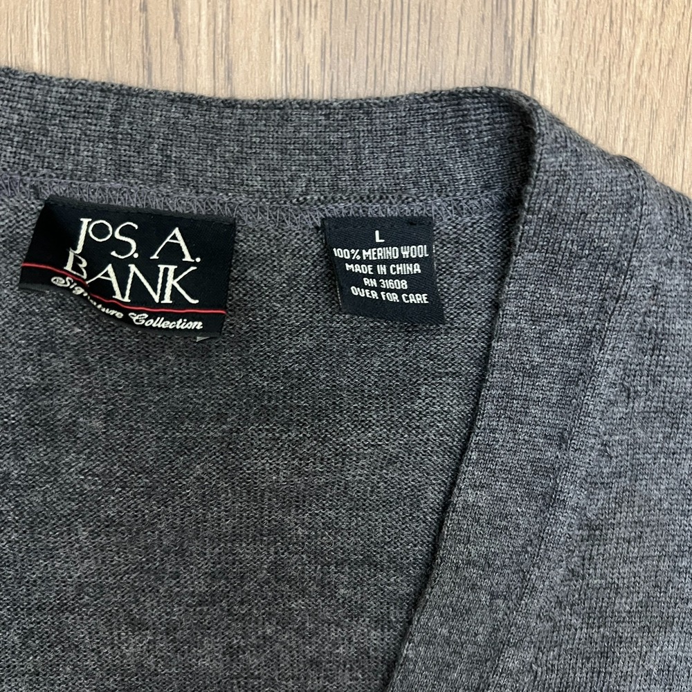 Jos A Bank Signature Merino Wool Cardigan Large Button Front Preppy Career - Picture 3 of 9